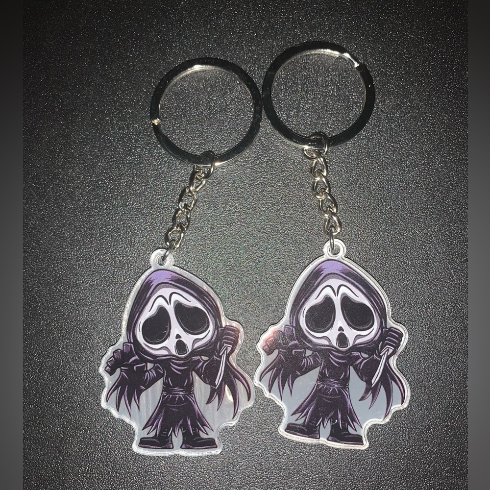 Lot of 2 Movie Cartoon Ghostface Horror Keychains